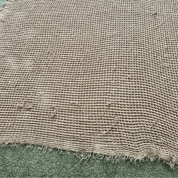 Crate & Barrel Cozy Pink Waffle Knit Throw Fringe Blanket in Boho Pink - Picture 3 of 16